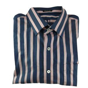 BUGATCHI UOMO Striped Casual Button Front Shirt Gray Pink White Men's Size L